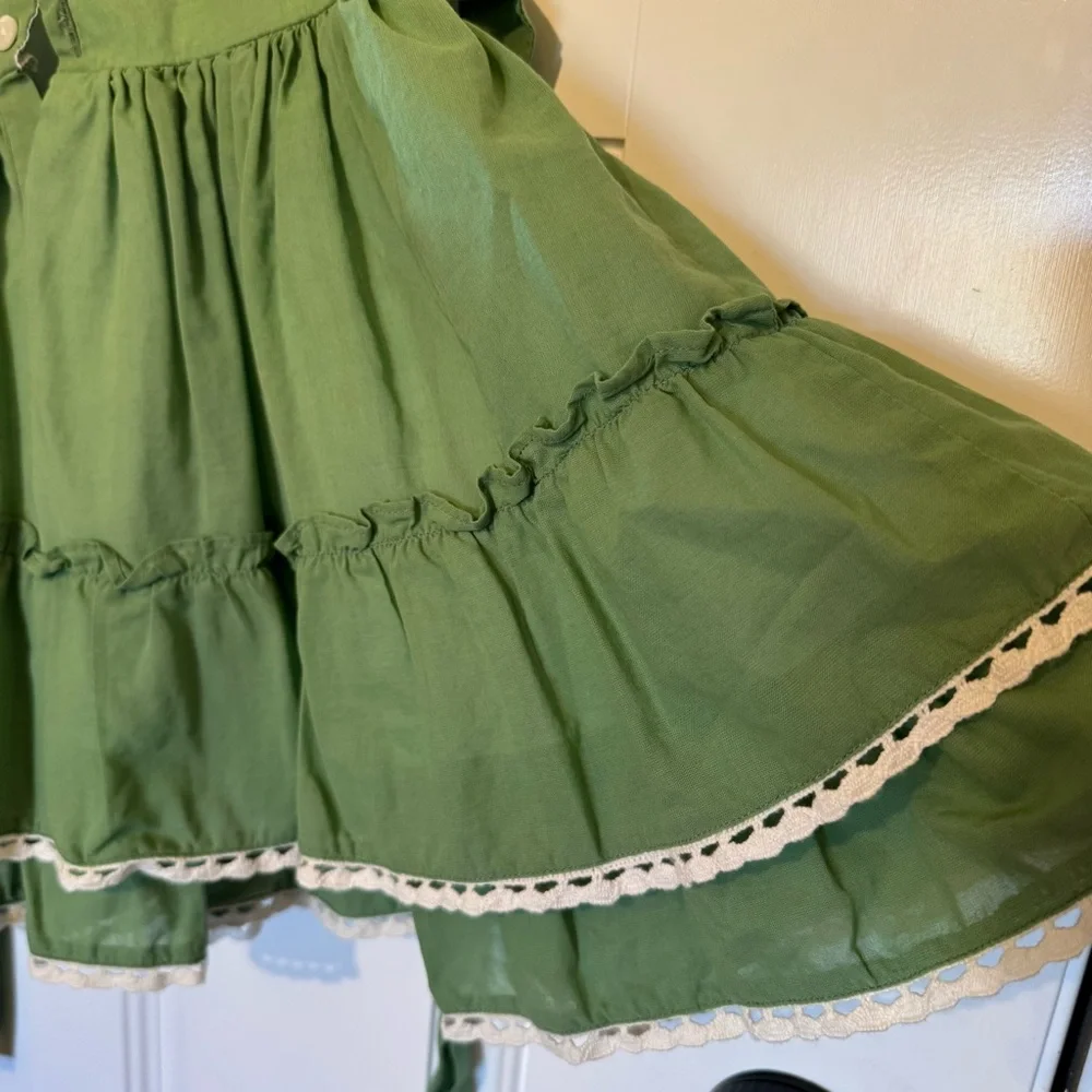 WELL DRESSED WOLF Homespun Holiday Snowflake Green White Dress w Jacket Girls 2T